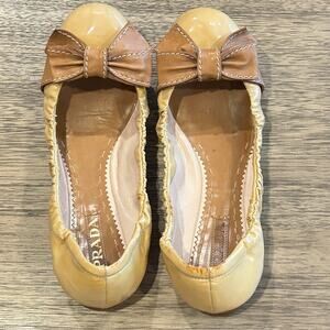 Prada Women's Yellow and Tan Ballet Flats